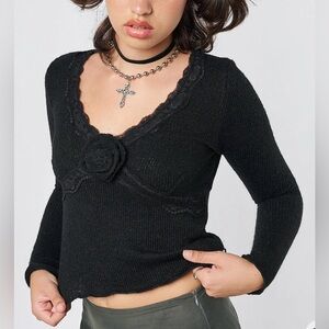 NWT MINGA LONDON IDA ROSE BLACK KNITTED WOOL BLEND TOP WOMEN’s M